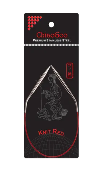 Круговые металлические спицы ChiaoGoo SS Knit red (изогнутое соединение), 30 см фото