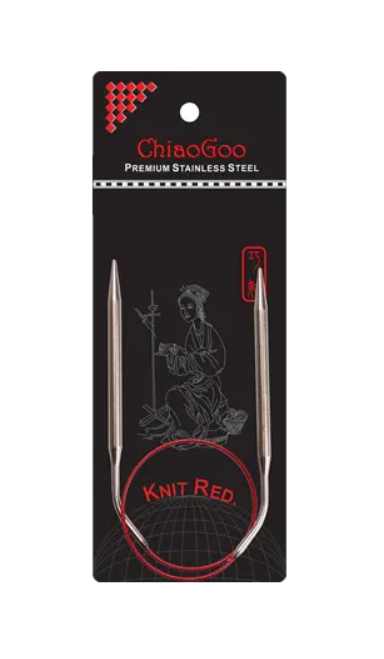 Круговые металлические спицы ChiaoGoo SS Knit red (изогнутое соединение), 80 см, размер 2,25 мм. Арт.6032-1 фото